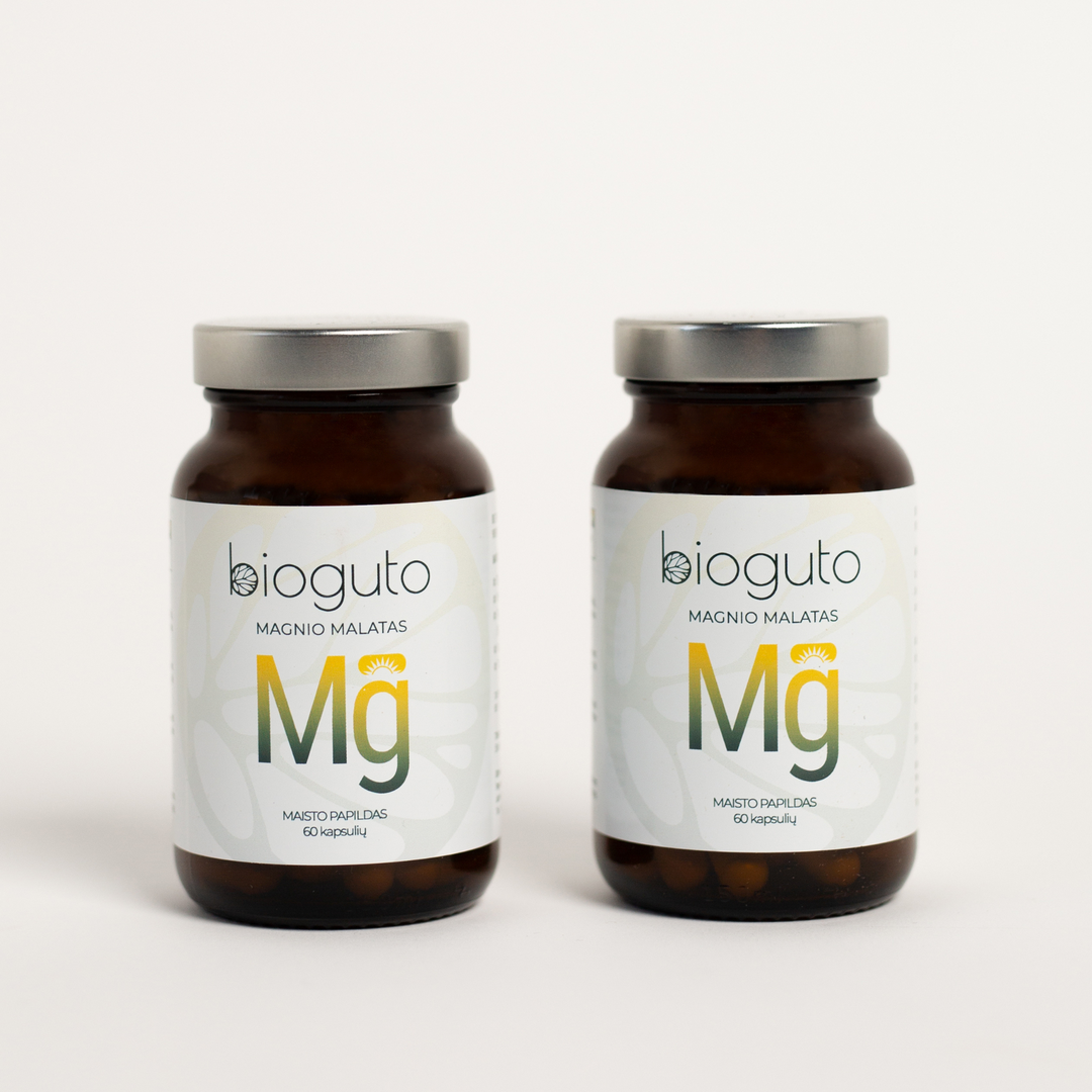Bioguto Magnio malatas 60 kapsulių (2-jų buteliukų rinkinys)
